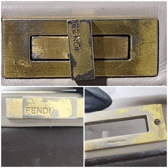 SOLD***Authentic Fendi Leather Peekaboo Satchel Bag Grey - Picture 15 of 15